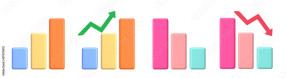 3d business graph set 3d business graph set