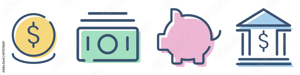 Vector of finance icons set Vector of finance icons set