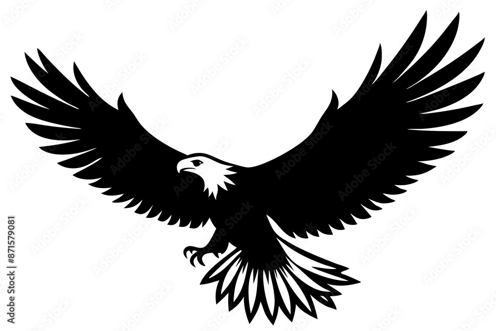 Flying Bald Eagle black and white Silhouette vector, A Bald Eagle black Silhouette Vector isolated on a white background Flying Bald Eagle black and white Silhouette vector, A Bald Eagle black Silhouette Vector isolated on a white background