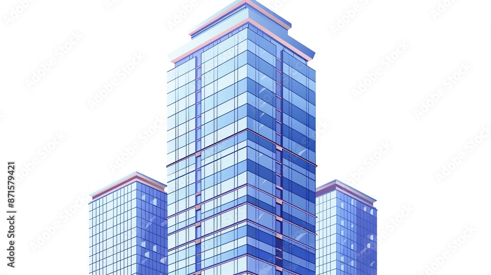 Illustration of a modern skyscraper isolated on white background Illustration of a modern skyscraper isolated on white background