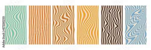 Abstract stripes retro groovy background collection. Isolated vector vertical illustration for design, funky wallpaper for posters, cards, social media templates, posts