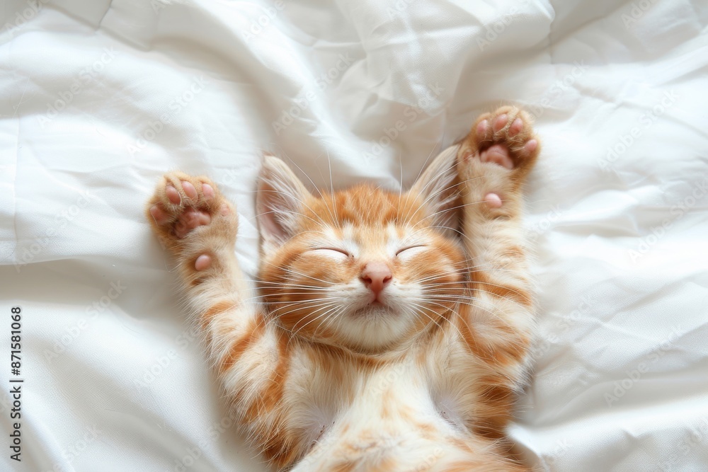 adorable kitten looks cute while sleeping on a soft fur blanket adorable kitten looks cute while sleeping on a soft fur blanket