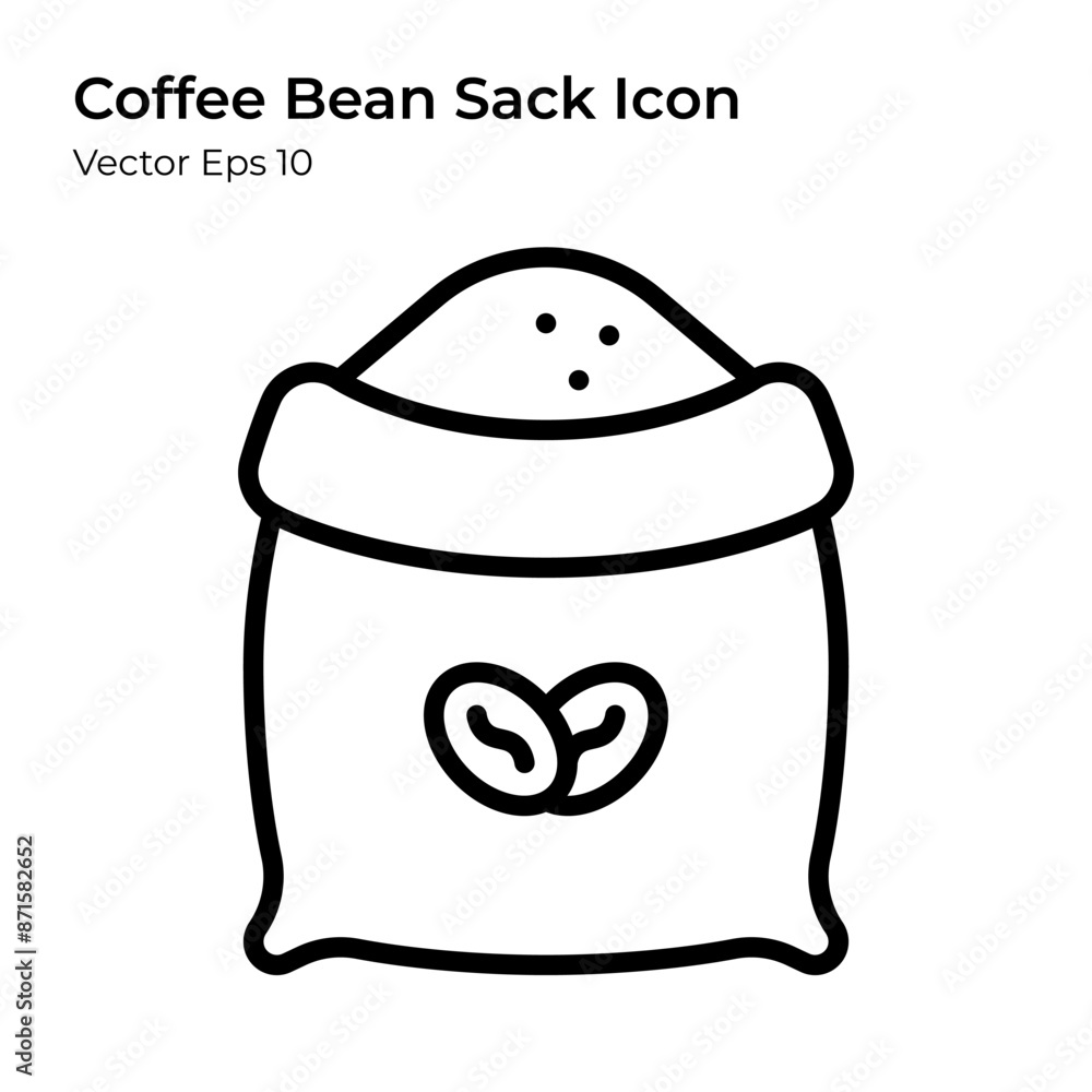 Coffee Bean Sack Icon in Line Style. Coffee Bean Sack Line Illustration. Coffee Bean Sack Icon in Line Style. Coffee Bean Sack Line Illustration.