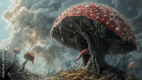 shrieker, mushroom, creature, emitting, spores  Fantasy RPG character  photo