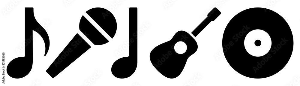 PNG Music icon cut out element set PNG Music icon cut out element set