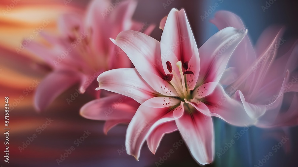 Beautiful blurred pink lily flower very shallow dof selective focus Beautiful blurred pink lily flower very shallow dof selective focus