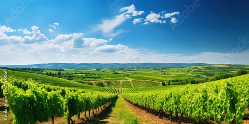Wallpaper Mural Vineyard Landscape with Rolling Hills and Blue Sky Torontodigital.ca