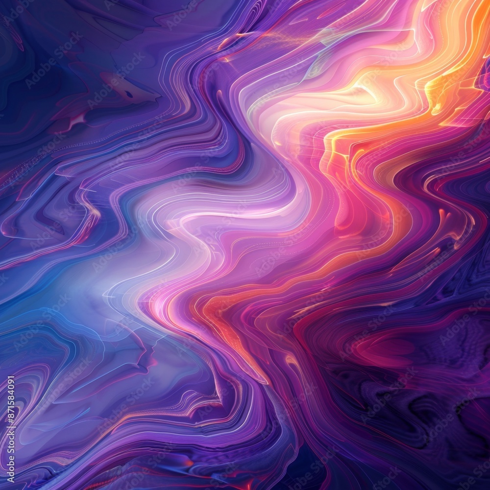 Obraz premium Abstract 3D Rendered Background Design with Wavy Iridescent Shapes, High-Resolution AI-Generated Wallpaper, Perfect for Modern and Creative Visuals
