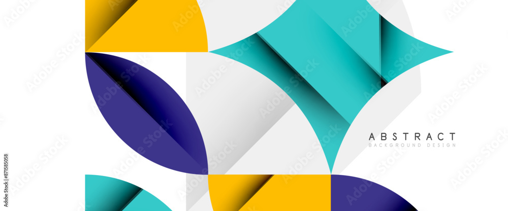 Minimal geometric elements on white. Petals, round triangles, star Minimal geometric elements on white. Petals, round triangles, star