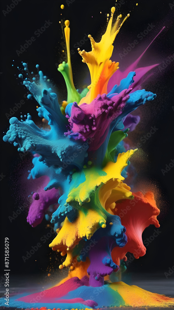 Fototapeta premium rainbow colored paint powder splash isolated