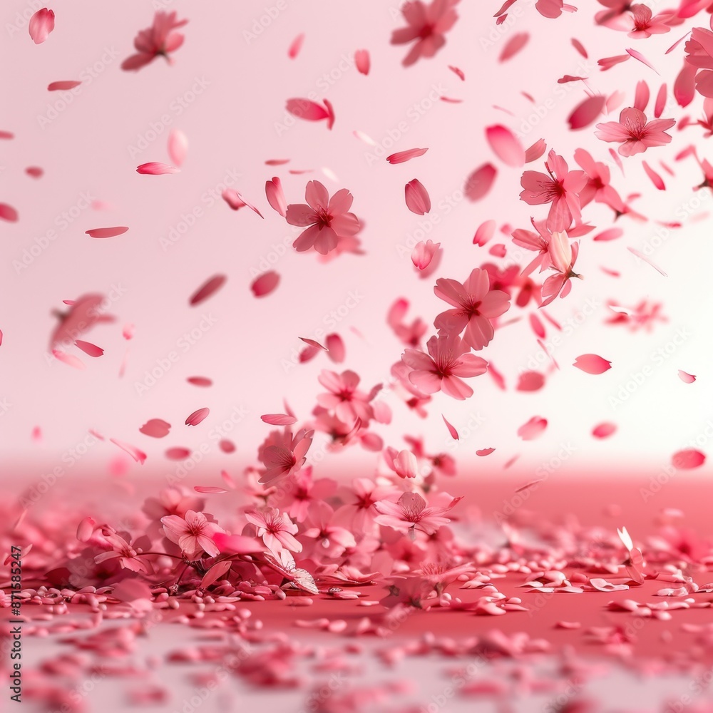 Cherry blossom petals falling like snow ,isolate ,minimal, simple background Cherry blossom petals falling like snow ,isolate ,minimal, simple background