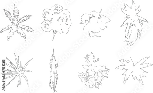 Wallpaper Mural Flowerpot vector outline icon set . Collection vector illustration pot of plant on white background. Torontodigital.ca