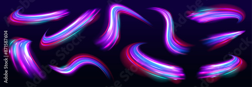 Set of speed lines for your design. Expressway, car headlight effect. Speed connection vector background.
