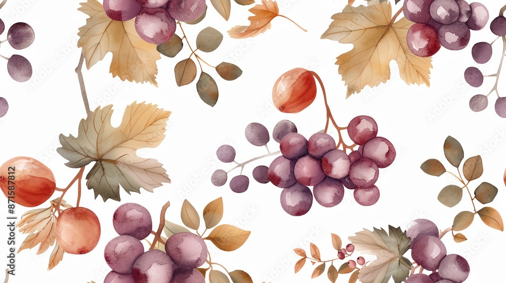 Obraz premium Watercolor seamless pattern of hand-drawn apples with vibrant colors