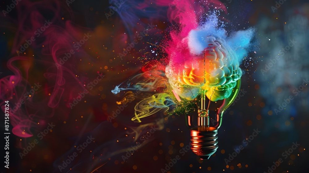 Colorful brain bulb illustration design. Colorful brain bulb illustration design.