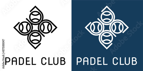 padel tennis logo design vector in transparent background