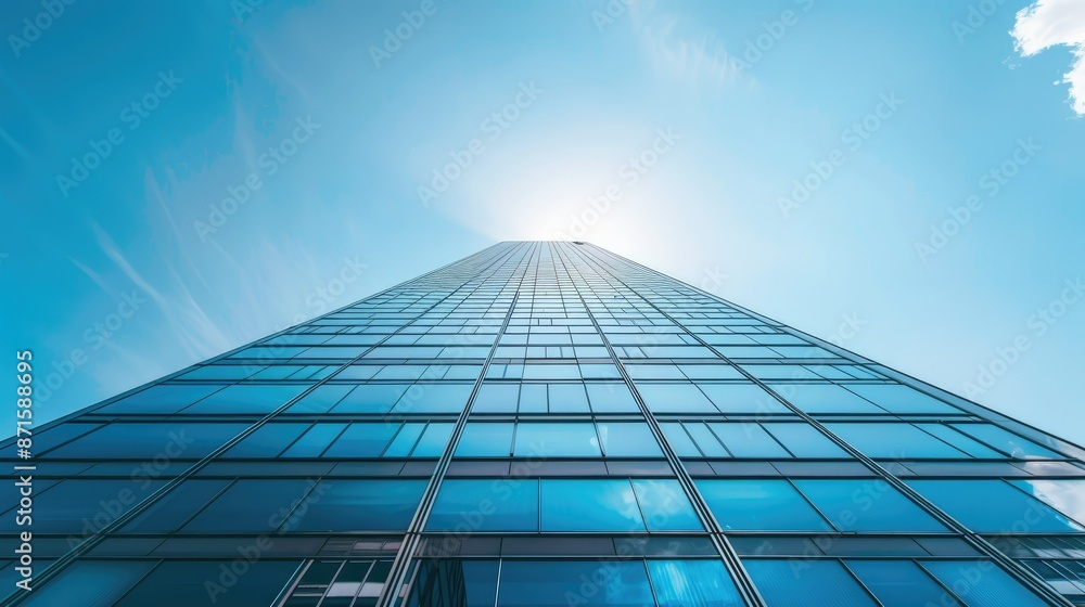 Glass Facade of a Skyscraper in the Blue Sky Glass Facade of a Skyscraper in the Blue Sky