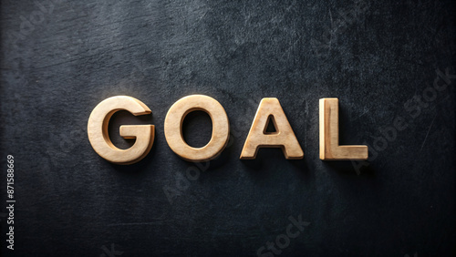 Wooden "GOAL" letters spell out a business concept in a rustic design