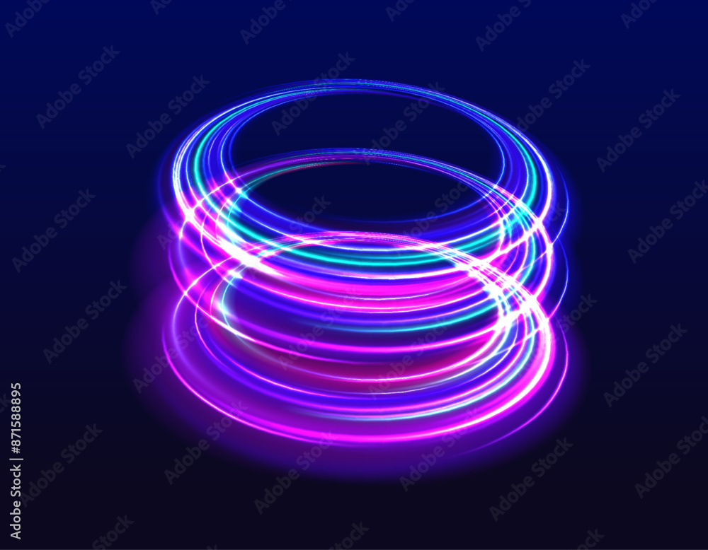 Glowing spiral. Abstract neon color glowing lines background. The energy flow tunnel. Shine round frame with light circles light effect. Glowing spiral. Abstract neon color glowing lines background. The energy flow tunnel. Shine round frame with light circles light effect.