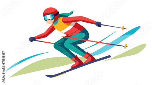 a vector illustration of a skier in action on a snowy slope, showcasing winter sports and fun