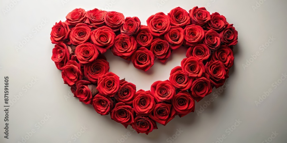 Heart shape formed by a collection of vibrant red roses , love, romantic, valentine, symbol, passion, floral, bouquet, fresh Heart shape formed by a collection of vibrant red roses , love, romantic, valentine, symbol, passion, floral, bouquet, fresh