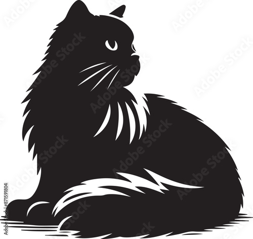 cat silhouette vector art illustration