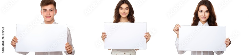 Collection of PNG. People show white page isolated on a transparent background. Collection of PNG. People show white page isolated on a transparent background.