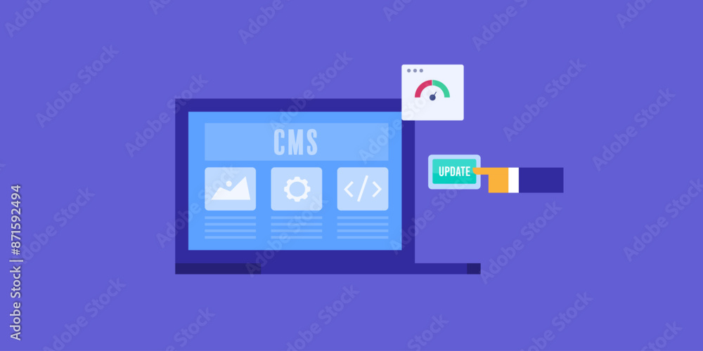 Create, manage and publish digital content with CMS software application, SEO optimizes content, customize dynamic website appearance tool, vector illustration. Create, manage and publish digital content with CMS software application, SEO optimizes content, customize dynamic website appearance tool, vector illustration.