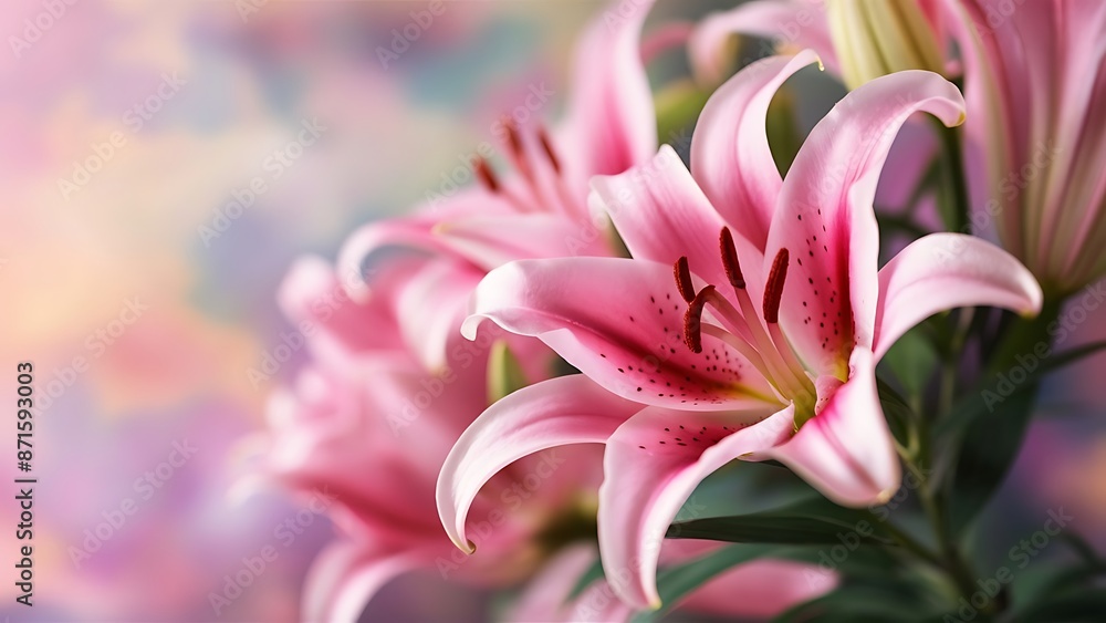 Beautiful blurred pink lily flower very shallow dof selective focus Beautiful blurred pink lily flower very shallow dof selective focus