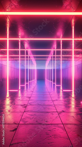 Vibrant neon lights background in 3D illustration