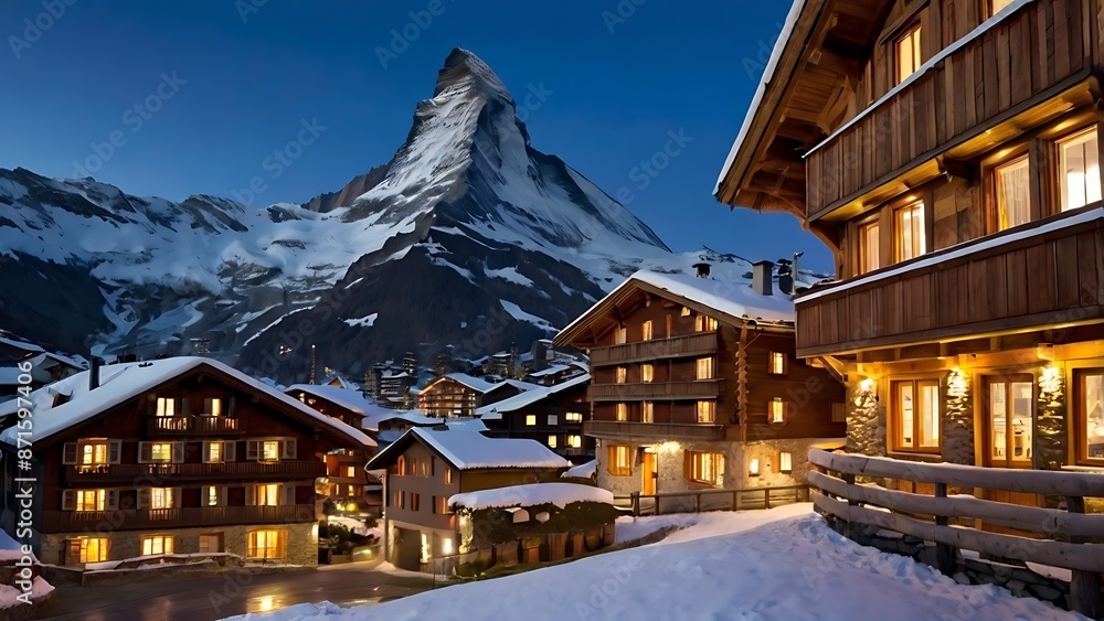 Fototapeta premium Zermatt Village at Twilight