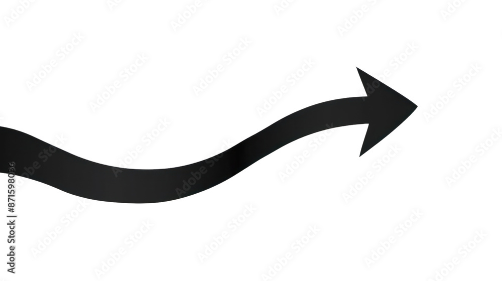 A black arrow with a wavy line pointing to the right isolated on a transparent background. PNG A black arrow with a wavy line pointing to the right isolated on a transparent background. PNG