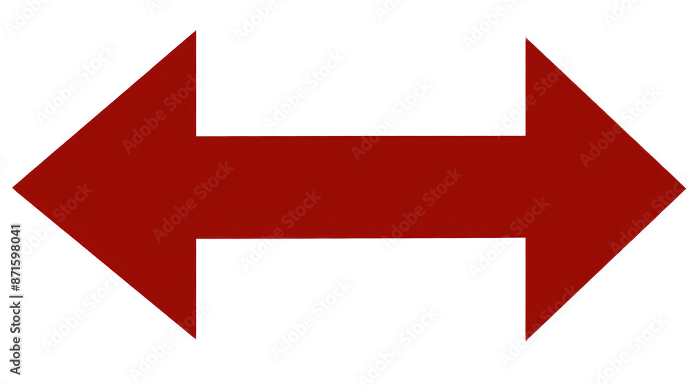 A red double arrow sign, pointing in opposite directions isolated on a transparent background. PNG A red double arrow sign, pointing in opposite directions isolated on a transparent background. PNG