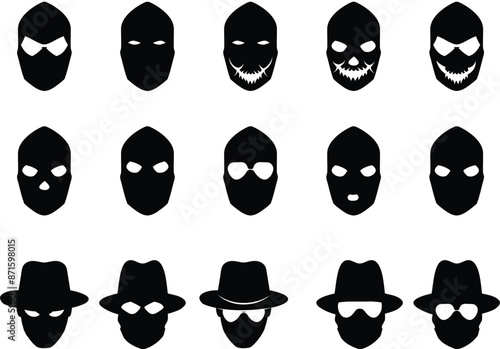 mask of criminal, hacker, villain, gangster, bandit silhouette	