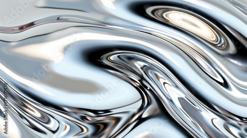 Wallpaper Mural Silver metal fluid, glossy flowing chrome mirror water effect liquid abstract background  Torontodigital.ca