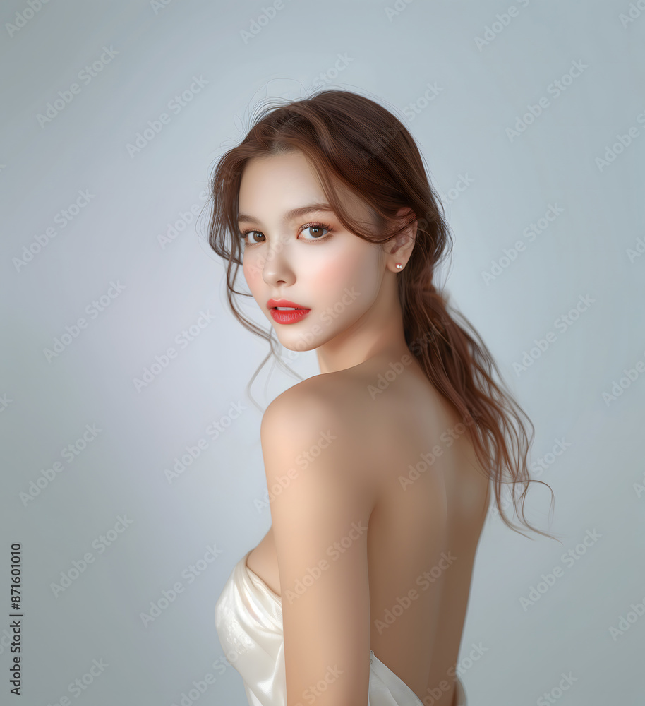 Beautiful young woman with smooth, flawless skin A glowing face and body Fashion styles are ideal for advertising cosmetics and skincare products. It captures the beauty and elegance of nature. Beautiful young woman with smooth, flawless skin A glowing face and body Fashion styles are ideal for advertising cosmetics and skincare products. It captures the beauty and elegance of nature.