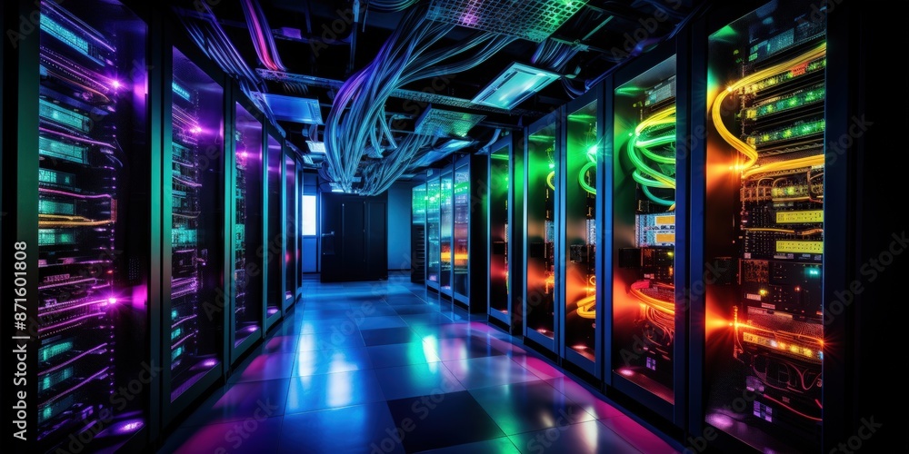 Server Room with Colorful Lights Server Room with Colorful Lights