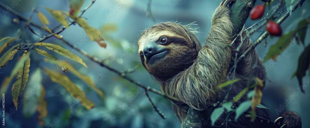 Two-Toed Sloth Hanging From A Tree Branch,High Resolution, Ultra HD Two-Toed Sloth Hanging From A Tree Branch,High Resolution, Ultra HD
