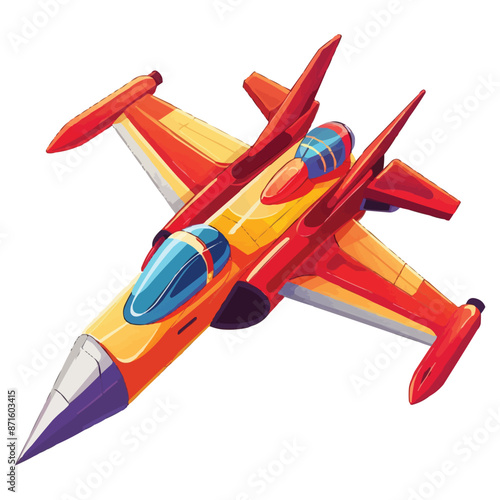 Cartoon jet fighter plane vector isolated on white background
