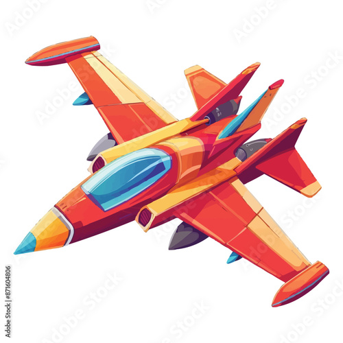 Cartoon jet fighter plane vector isolated on white background