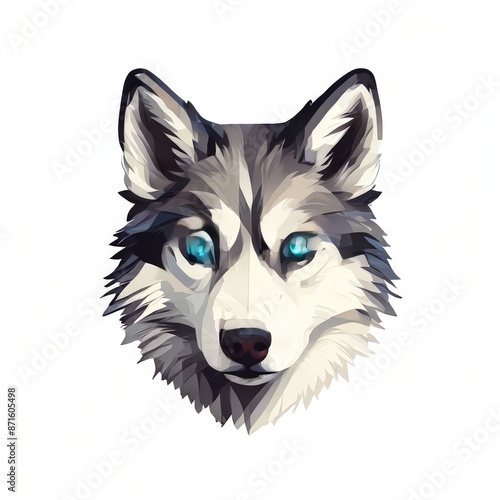 A siberian-husky pixel icon design on white background.