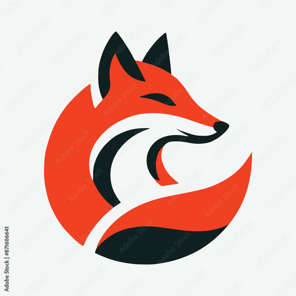 Obraz premium Elegant Fox Silhouette Logo: A Perfect Blend of Style and Simplicity