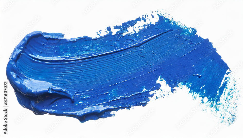Fototapeta premium isolated stroke of blue oil paint on white background