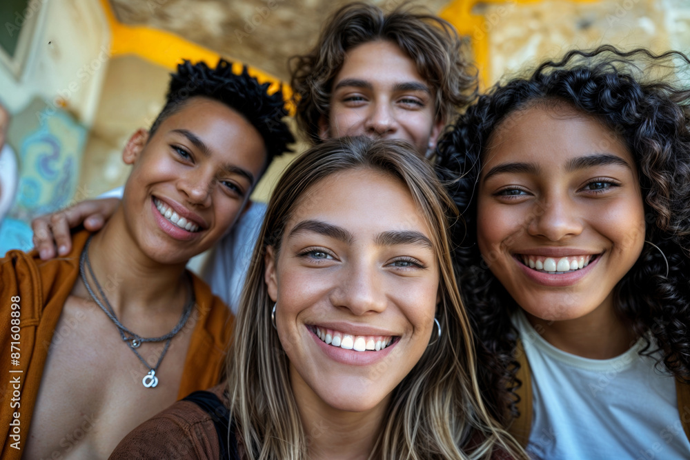 Multiracial Group of Friends Enjoying a Sunny Day Outdoors Multiracial Group of Friends Enjoying a Sunny Day Outdoors