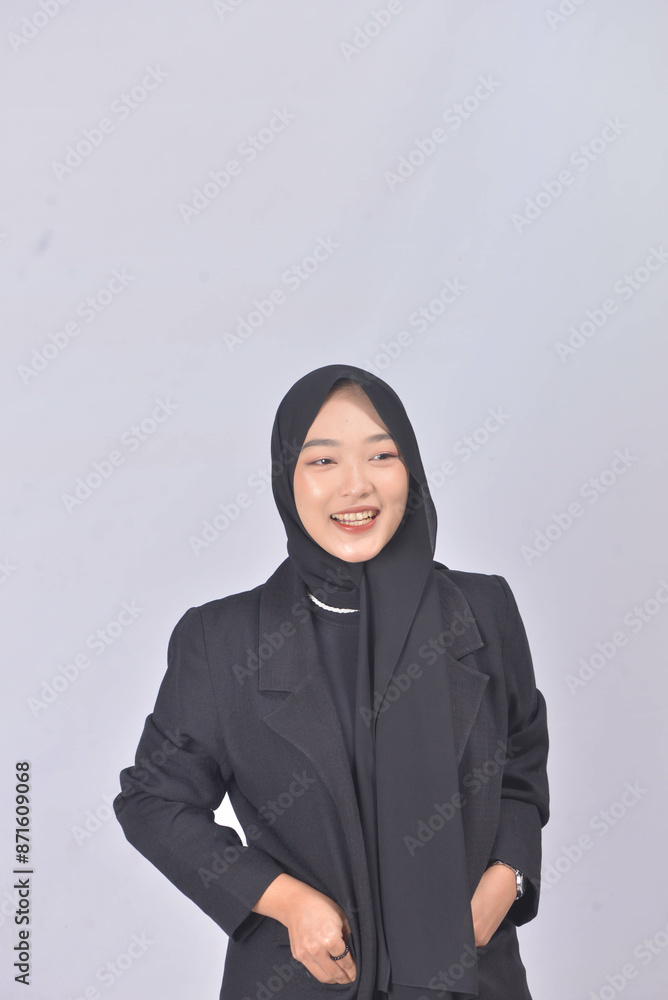 Fototapeta premium Asian Hijab Woman with Face Expressions and Gestures