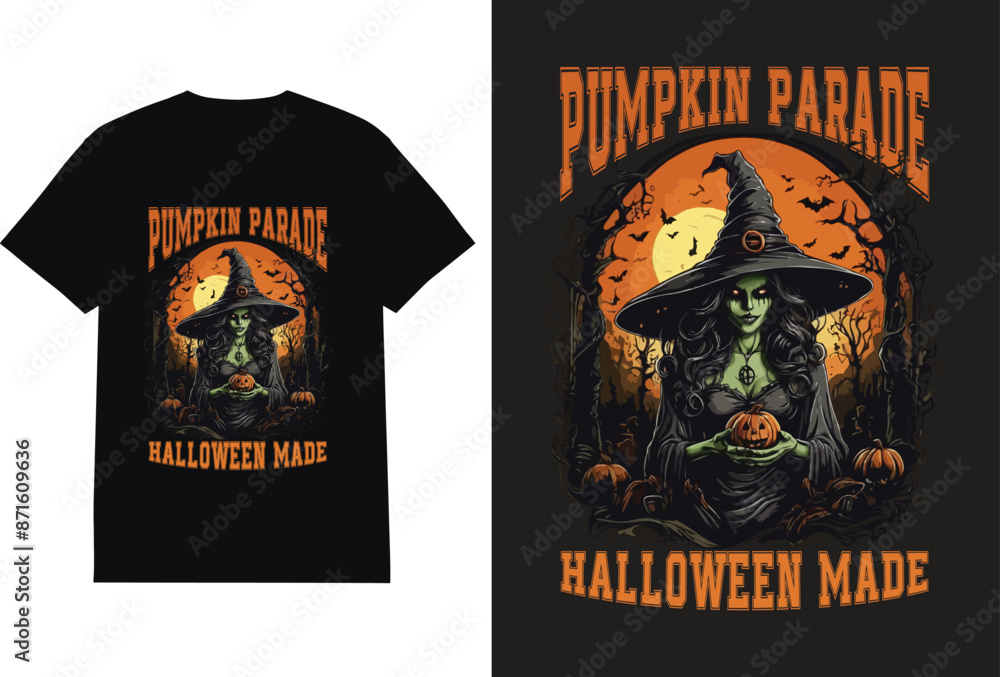 Pumpkin parade halloween made of illustration t-shirt design Pumpkin parade halloween made of illustration t-shirt design