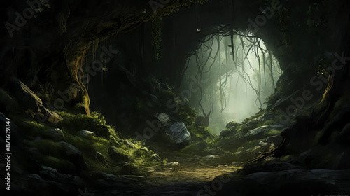 fantasy, underground, entrance, tunnel, subterranean, world  Fantasy RPG character  © Fox