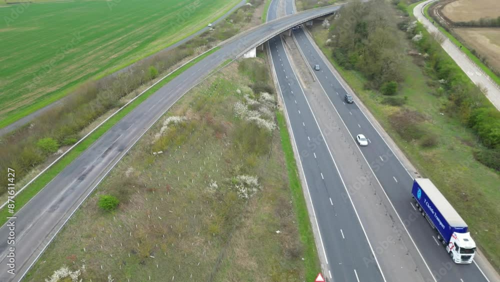 Aerial View of Cambridgeshire Highfield countryside Landscape, England UK