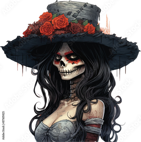 Cute La Catrina Day of the Dead T-Shirt Print 