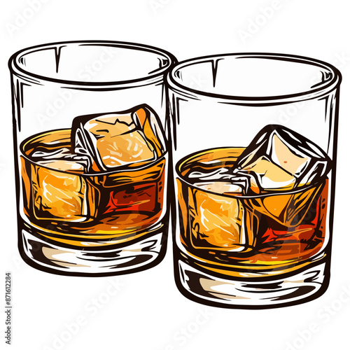 glasses of whiskey illustration